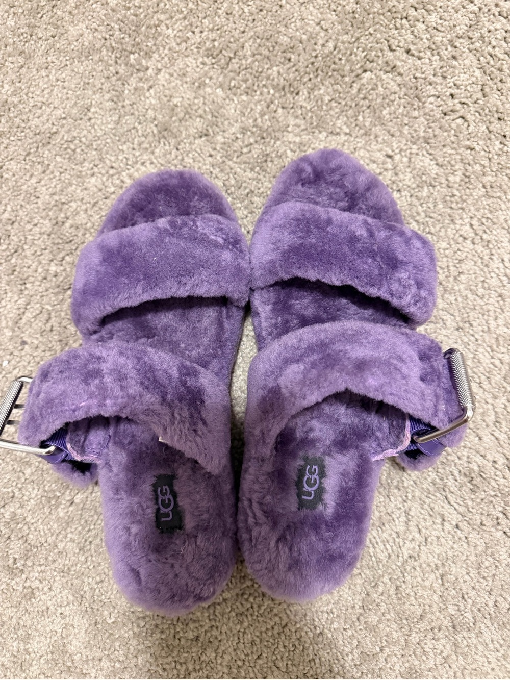 UGG   Purple Sheepskin Slippers Slides Sandals size 8